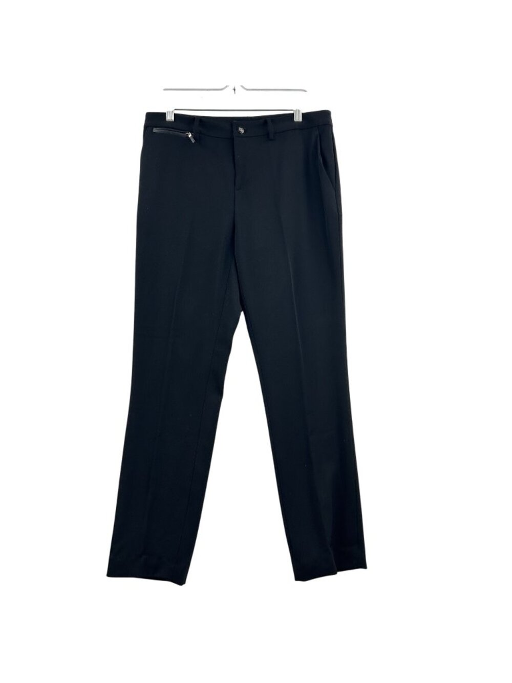 Lauren Ralph Lauren 100% Wool Dress Pants Womens Sz 10 Trim Leather Straight Leg